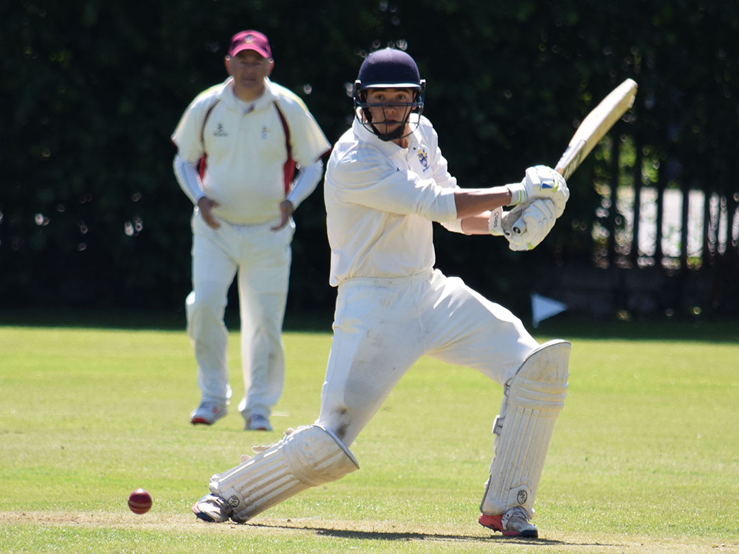 SQUARE ENOUGH: Bovey Tracey opener Sam Taylor drives square of the wicket on his way to 36 against Ipplepen in Sundayâ€™s Aaron Printers Cup semi-final win over Ipplepen <br>credit: Conrad Sutcliffe - no re-use without copyright owner's consent