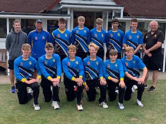 Chris Read (far left, back row) with the Devon U15 team at Seaton during the closing game of the season, which was against his former county Notts<br>credit: Contributed